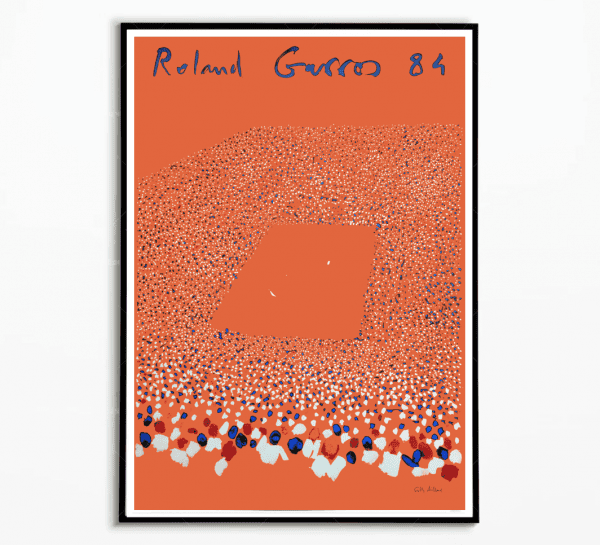 Affiche vintage de Roland Garros 1984, illustrant l'événement sportif emblématique.