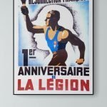 Affiche vintage pour le 1er anniversaire de la Légion, célébrée le 31 août, avec un soldat en style.