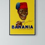 Affiche vintage Banania, style rétro, 40x60 cm, décoration murale nostalgique.