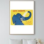 Signe de santé et sobriété avec un éléphant et un message humoristique.