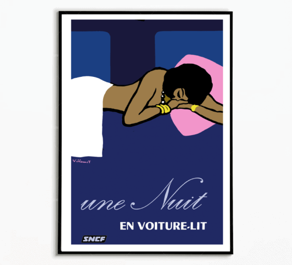 Balade vintage d'une femme dormant dans une voiture-lit.