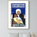 Affiche vintage sur l'exposition coloniale à Paris 1931, mettant en valeur la diversité culturelle.