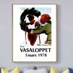 Affiche vintage Vasaloppet 1978, 40x50 cm, illustrant la course de ski de fond historique.