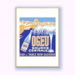 Affiche vintage Ogeu Eau Gazeuse, source centrale, sans bulles, style rétro.