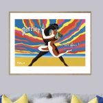 Affiche vintage Perrier, design coloré et rétro, promotion de la célèbre eau gazeuse.