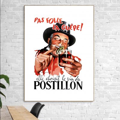Affiche Postillon Vin Pas Folle la Guêpe