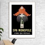 Affiche vintage Spa Monopole Eau Belgique, 60x90 cm, décoration rétro.