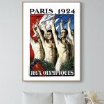 Affiche vintage des Jeux Olympiques de Paris 1924, illustrant des athlètes en célébration.