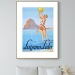 Affiche vintage de Suisse avec paysage d'Engelberg et montagne.