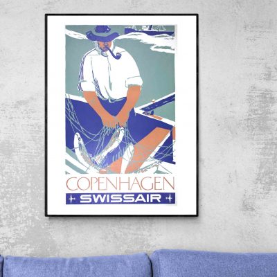 Affiche Danemark Copenhagen Swissair