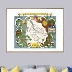 Affiche vintage vignoble Bordeaux 40x50 cm, décoration murale sur le thème du vin et des vignobles d.