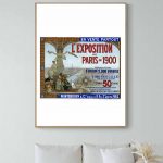 Affiche vintage de l'exposition de Paris 1900, illustrant l'événement historique avec détails artist.