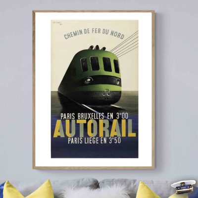 Affiche Sncf Train Autorail Paris Liege