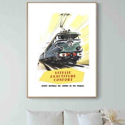 Affiche Sncf Train Vitesse Exactitude Confort