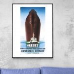 Affiche vintage de l'exposition Skibet, navire danois, à Copenhague, septembre 1969.