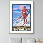 Affiche vintage de ski à Engelberg, Suisse, avec paysage alpin et skieur en tenue rétro.