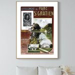 Affiche vintage de Rambouillet, mettant en valeur le parc de Saint-Gratien avec détails historiques.