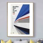 Balade en train vintage Bruxelles-Paris, affiche rétro SNCF.