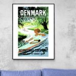 Affiche vintage représentant un sport nautique au Danemark.