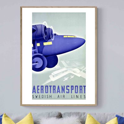 Affiche Suède Aérotransport Swedish Air Lines