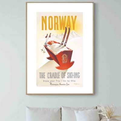 Affiche Norvège Norway Norge Cradle Berceau Ski
