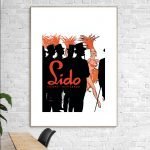 Affiche vintage du Moulin Rouge avec danseuse et silhouettes.