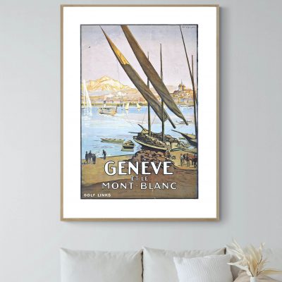 Affiche Suisse Genève 5 Mont Blanc
