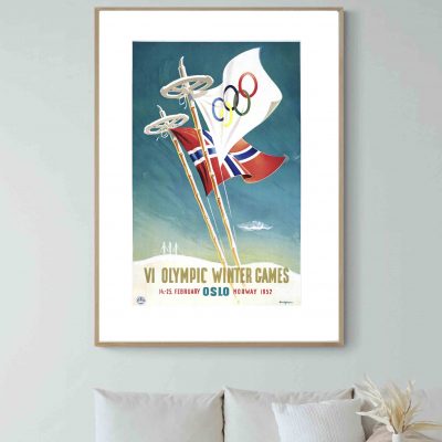 Affiche Norvège Norway Norge Jeux Olympiques 1952