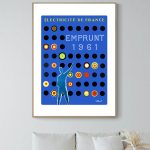 Affiche vintage électrique France avec design coloré et rétro.