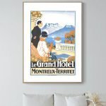 Affiche vintage Suisse Engelberg avec vue sur montagnes et lac.