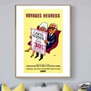 Affiche Sncf Train Carte Vermeil Voyages Heureux