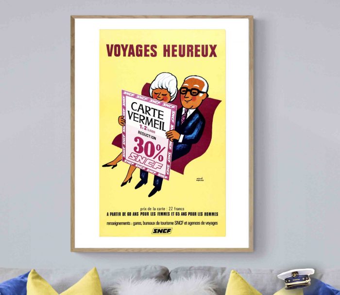 Affiche Sncf Train Carte Vermeil Voyages Heureux