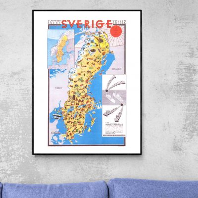 Affiche Suède Carte Sverige
