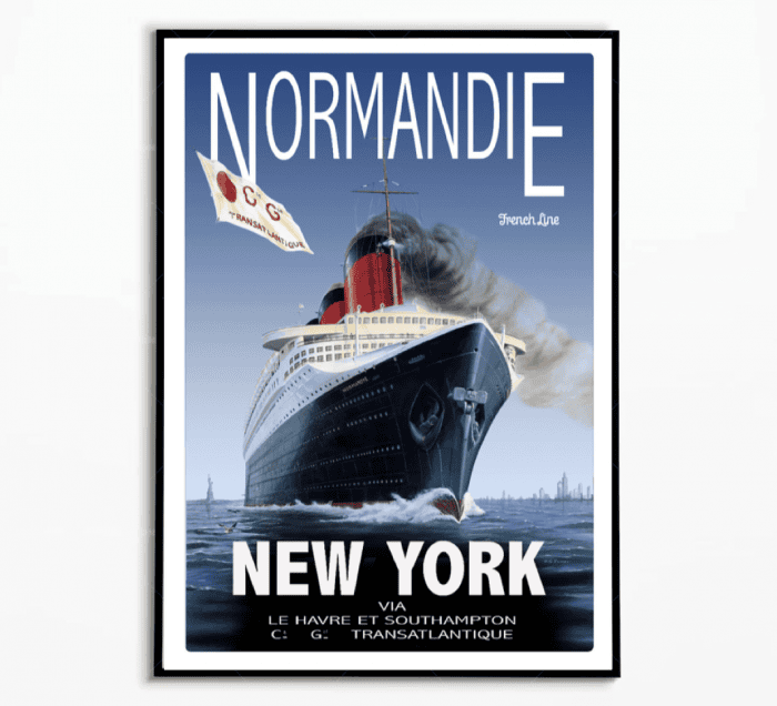 Affiche Bateau Normandie  Paquebot