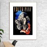 Affiche vintage du Moulin Rouge avec portrait d'Edith Piaf, style artistique rétro.