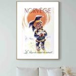 Affiche vintage de la gendarmerie norvégienne avec design rétro.