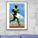 Affiche vintage des Jeux Olympiques Helsinki 1952, Finlande.