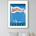 Affiche vintage Suisse Engelberg avec vue sur le lac et les montagnes, idéale pour décoration rétro.