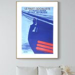 Affiche vintage socialiste avec texte et illustration en bleu et rouge.