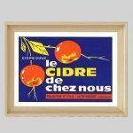 Affiche vintage de cidre Malherbe Romagne Ardennes, design coloré et rétro.