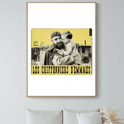 Affiche vintage "Les Chiens d'Aveugles" avec homme et chien, style rétro.