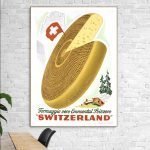 Affiche vintage de fromage suisse Emmental Frizzero, style rétro.