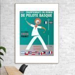 Affiche vintage du championnat du monde de pelote basque, édition 1978, France.
