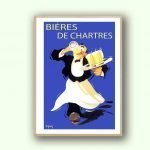 Affiche vintage de bières de Chartres avec serveur en costume.
