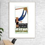 Affiche vintage de football avec design artistique, idéale pour décoration murale rétro.