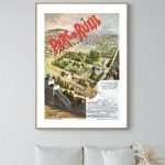 Affiche vintage de Rambouillet, illustrant le parc et la ville avec détails artistiques.