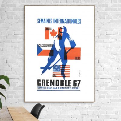 Affiche Grenoble 1967 Hockey