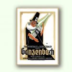 Affiche vintage représentant une bouteille d'eau minérale de Soultzbach Gonzenbach.