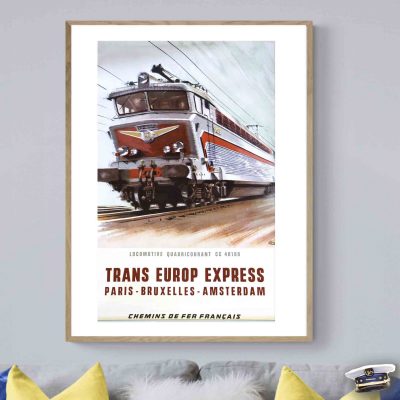 Affiche Sncf TEE Trans Europ Express Paris Bruxelles Amsterdam