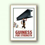 Balancier Guiness pour force et endurance, style publicitaire classique.